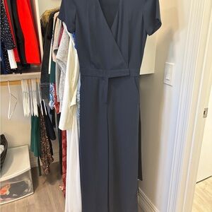 ASOS Blue Sheath Maxi Dress V-Neck Short Sleeve